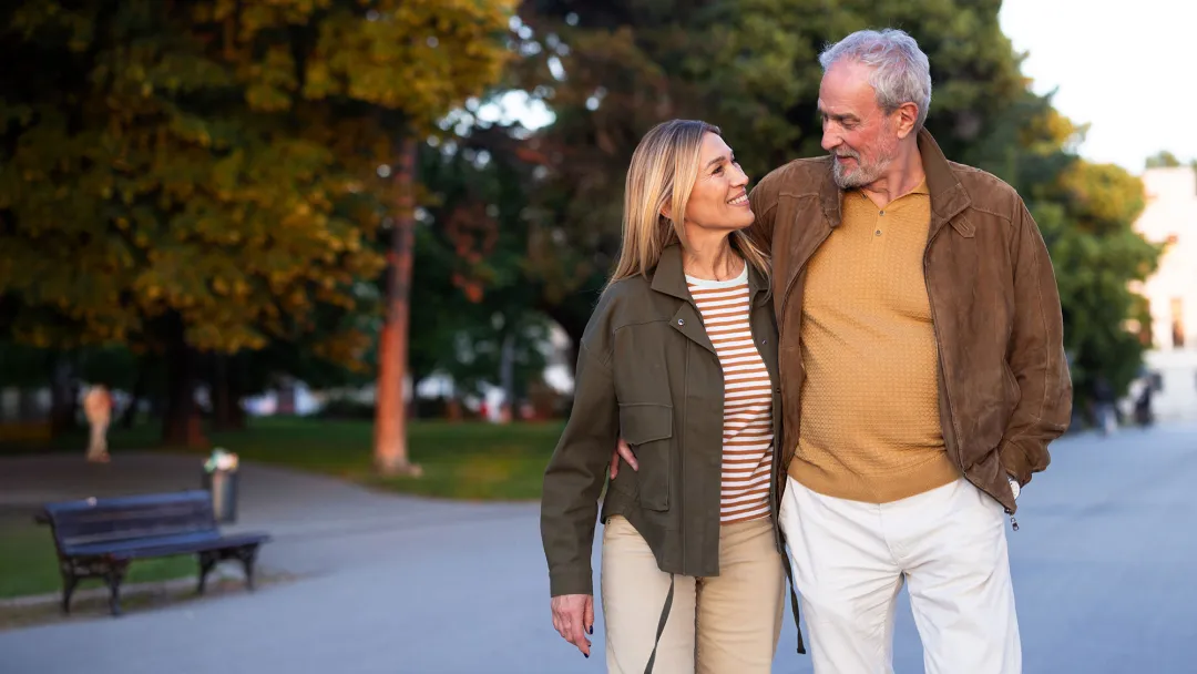 couple strolling outdoors
