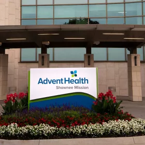 The entrance of AdventHealth Shawnee Mission