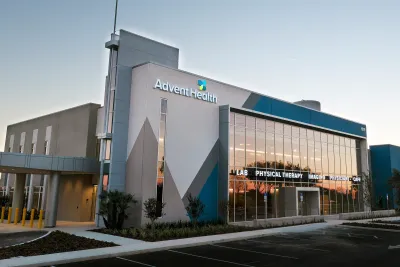 A quarter-side view of the AdventHealth Clermont ER building