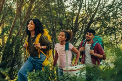 A family hiking together.