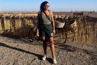 Sharlene after bariatric surgery, standing outdoors