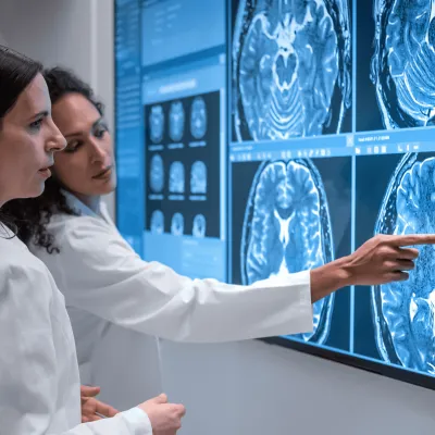 Doctor looking at x-rays
