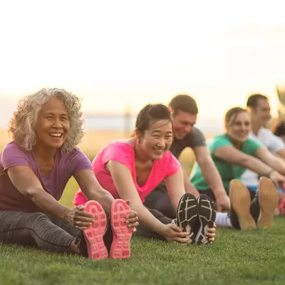 woman stretches before exercising