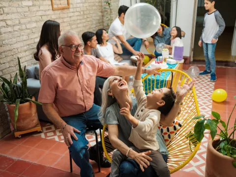 A hispanic family having a party together