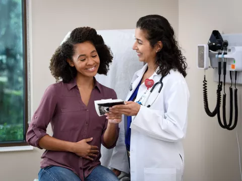 Young Pregnant Woman With Doctor