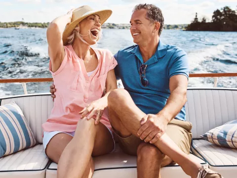 Mature couple on a boat