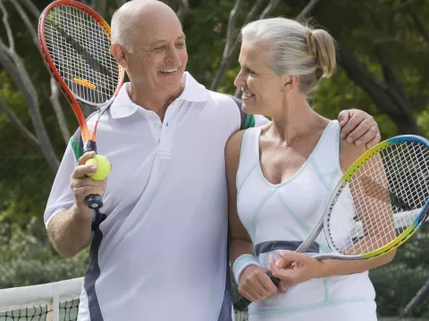 A couple after a tennis match