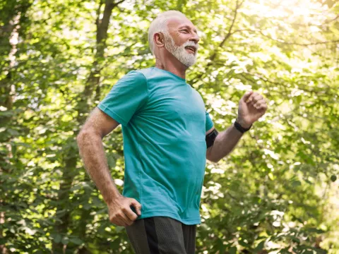 A man running outdoors.