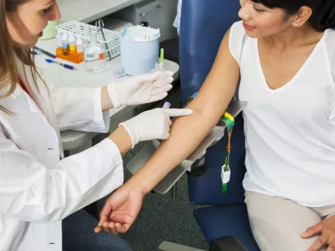 Woman getting blood drawn