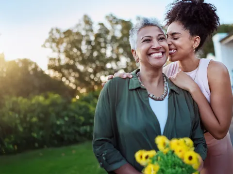 mother and daughter outdoors