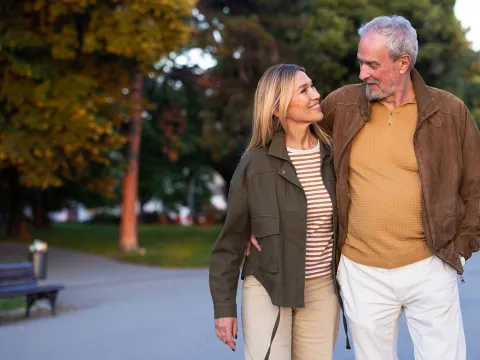 couple strolling outdoors