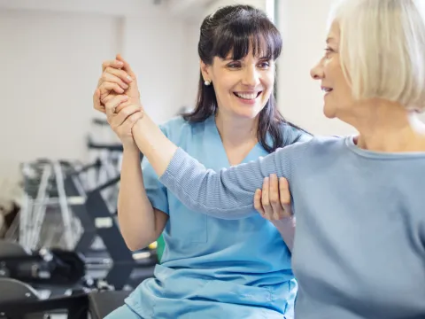 Woman having physical therapy