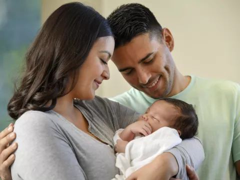Young parents with new baby