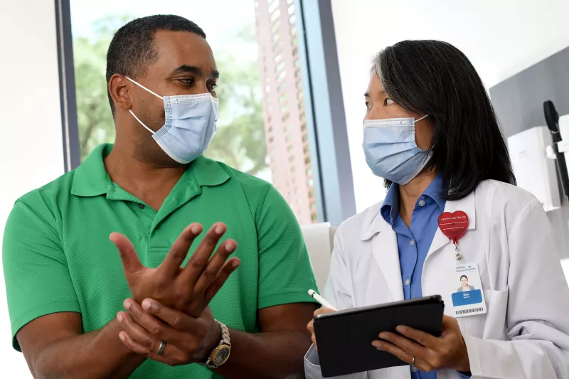 A patient and doctor in a conversation