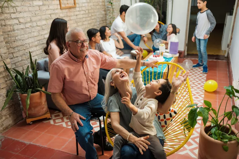 A hispanic family having a party together