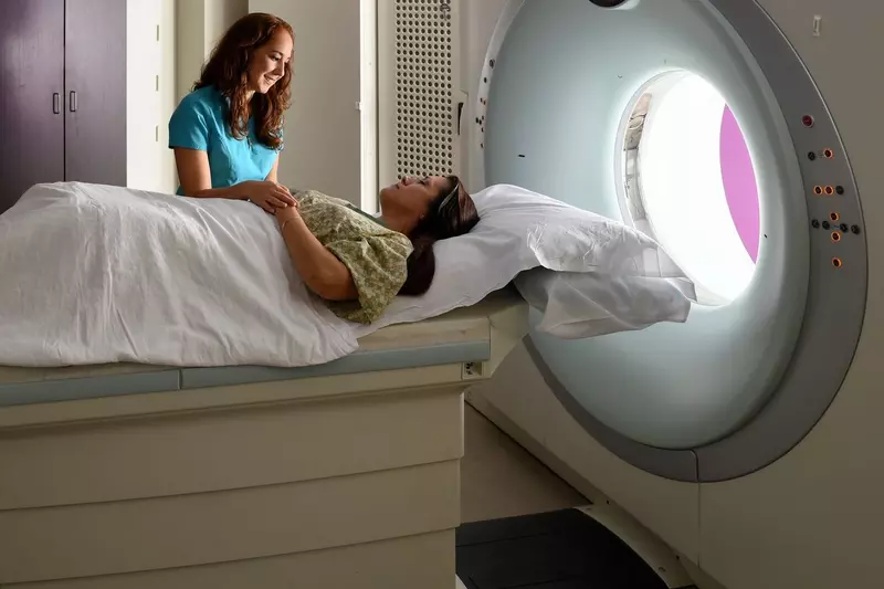 A patient gets a CT scan on the advanced equpitment at AdventHealth.