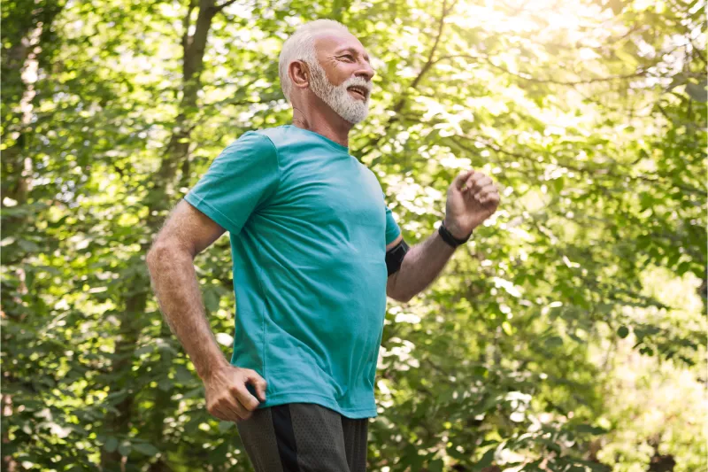 A man running outdoors.
