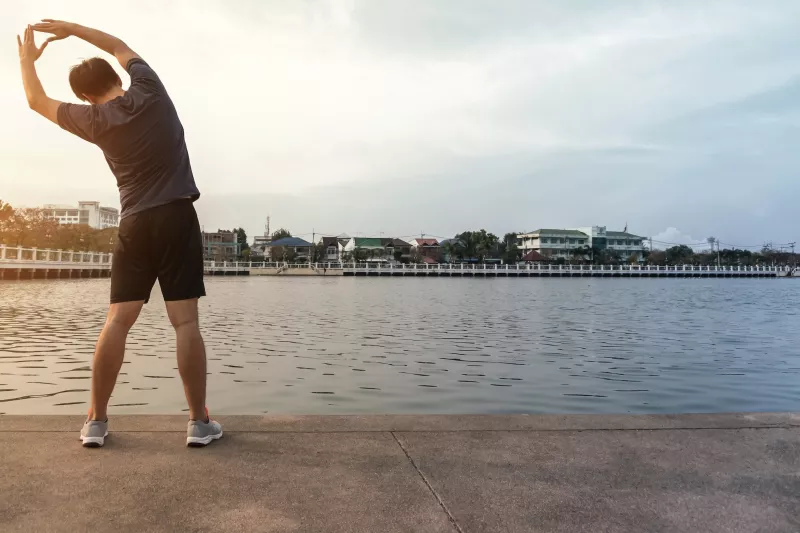 A man stretching before a run.
