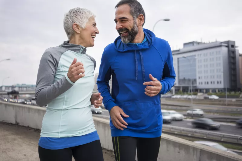Couple exercising in cold weather