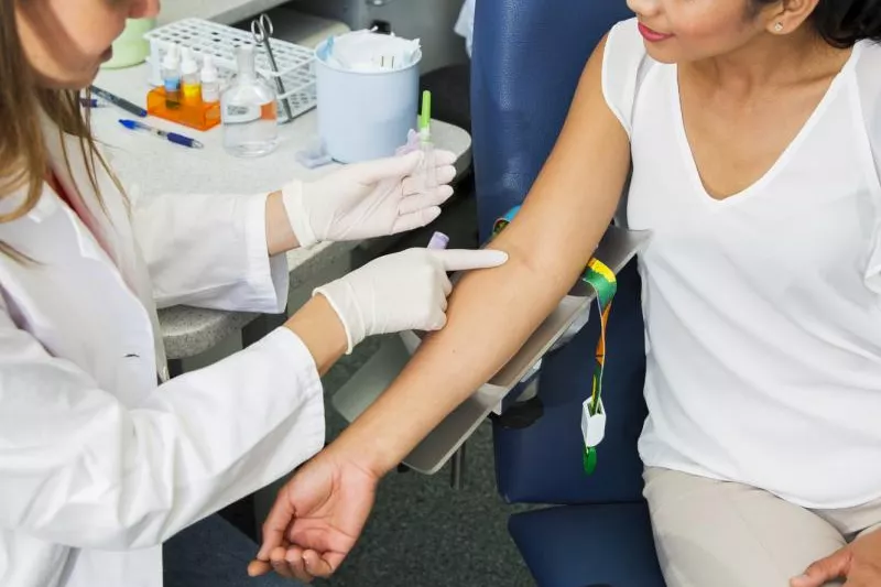 Woman getting blood drawn