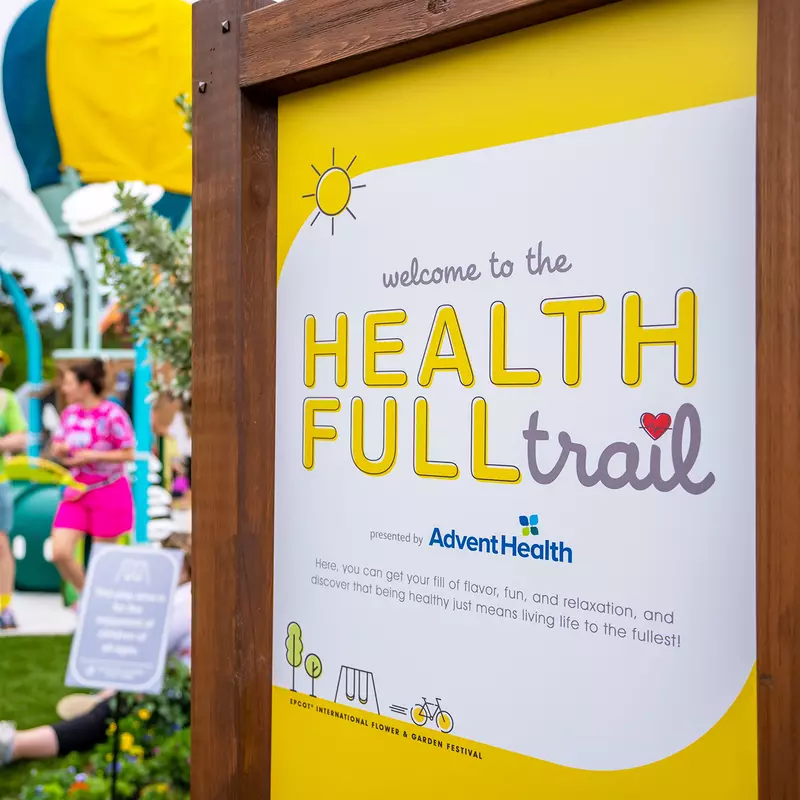 A Photograph of the Health FULL Trail sign inside Disney's Epcot.