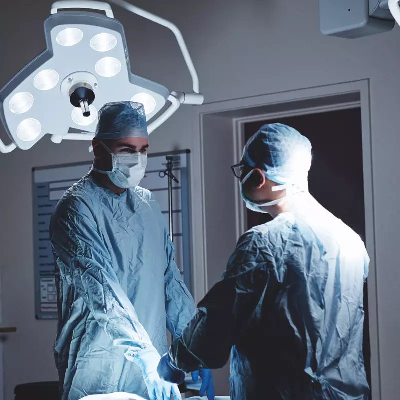 Two Surgeons Prepare the Operating Room for a Procedure. 
