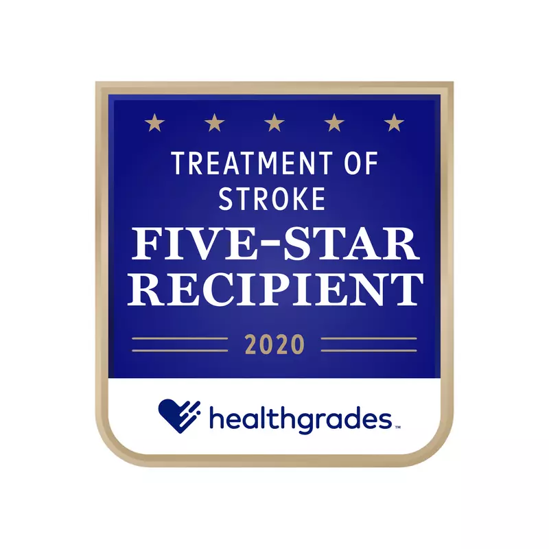 Health Grade 5-Star Recipient for Treatment of Stroke logo.