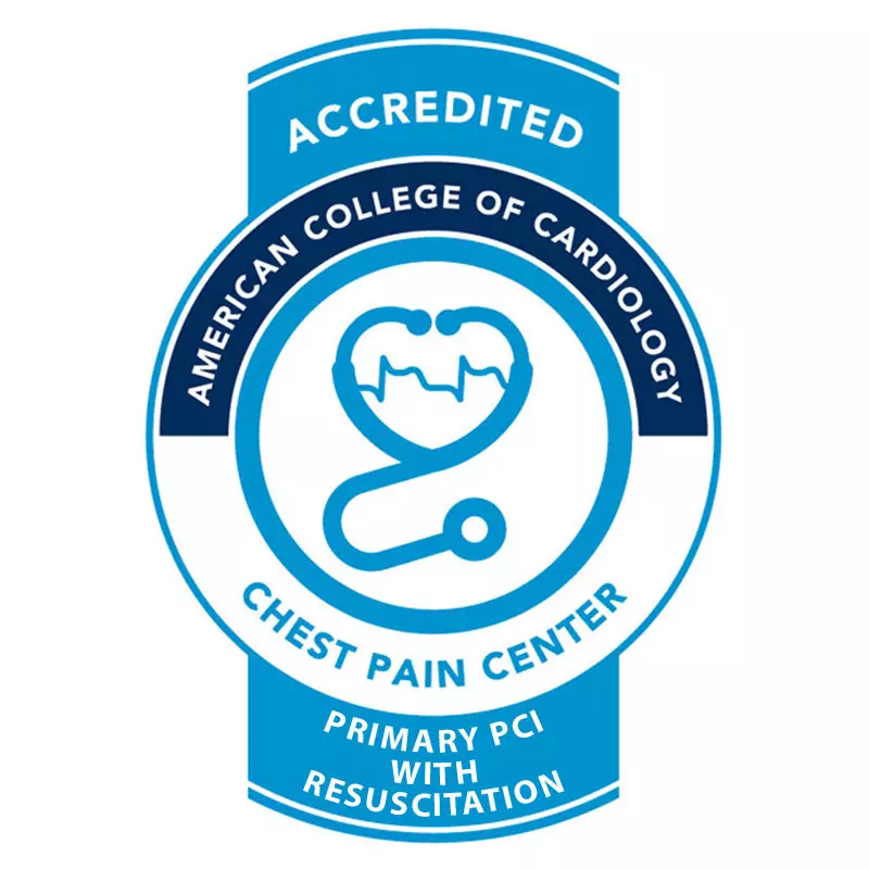 Accreditation Primary PCI and Resuscitation from the Society of Cardiovascular Patient Care logo.