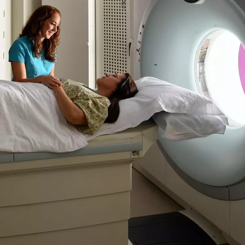 A patient gets a CT scan on the advanced equpitment at AdventHealth.