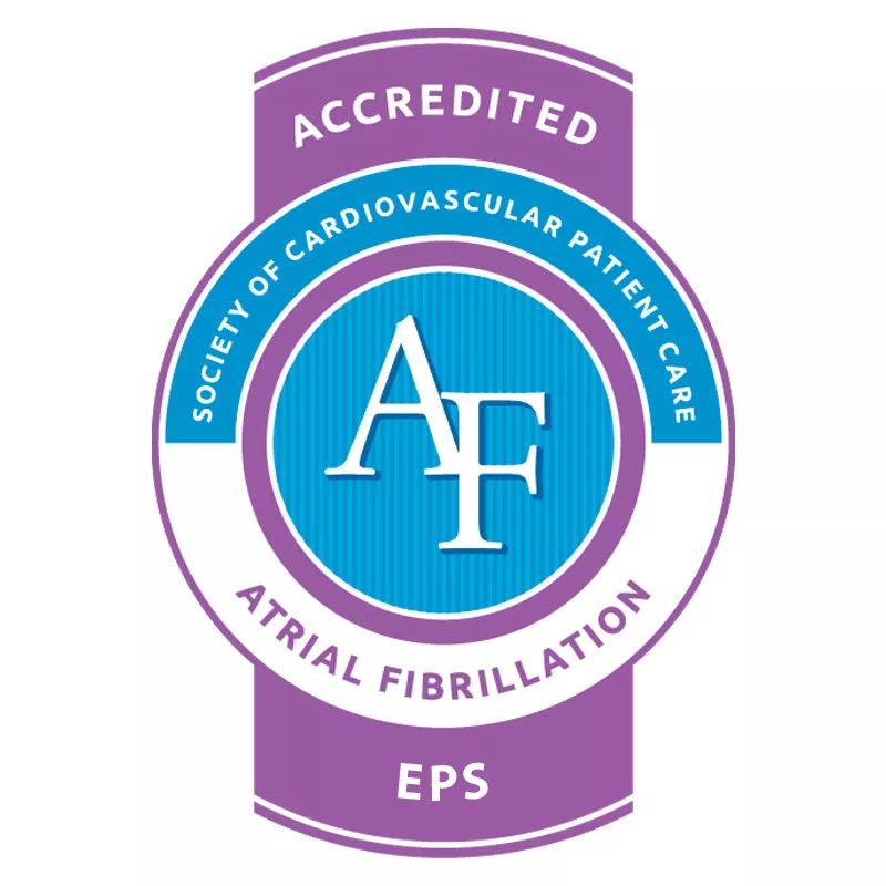 Atrial Fibrillation from the Society of Cardiovascular Patient Care Certification logo.