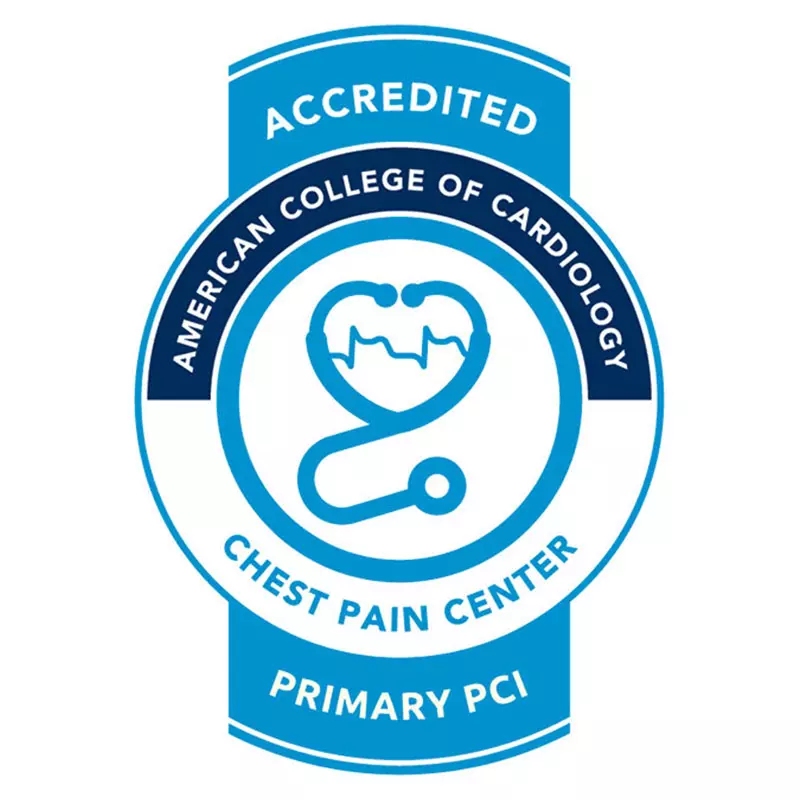 Accreditation for Chest Pain Center with PCI by the Society of Cardiovascular Patient Care.