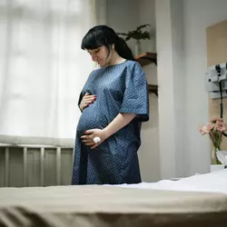 A woman experiencing contractions