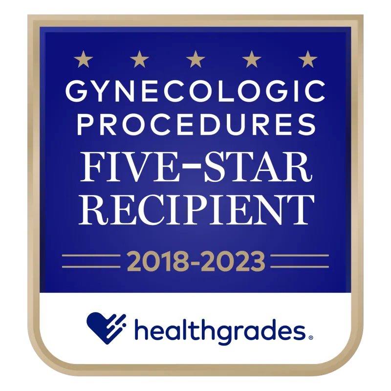 Healthgrades Five-Star Recipient for Gynecologic Procedures Badge for 2023.