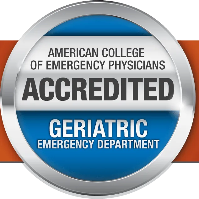 American College of Emergency Physicians Geriatric Emergency Department Silver Accreditation badge.