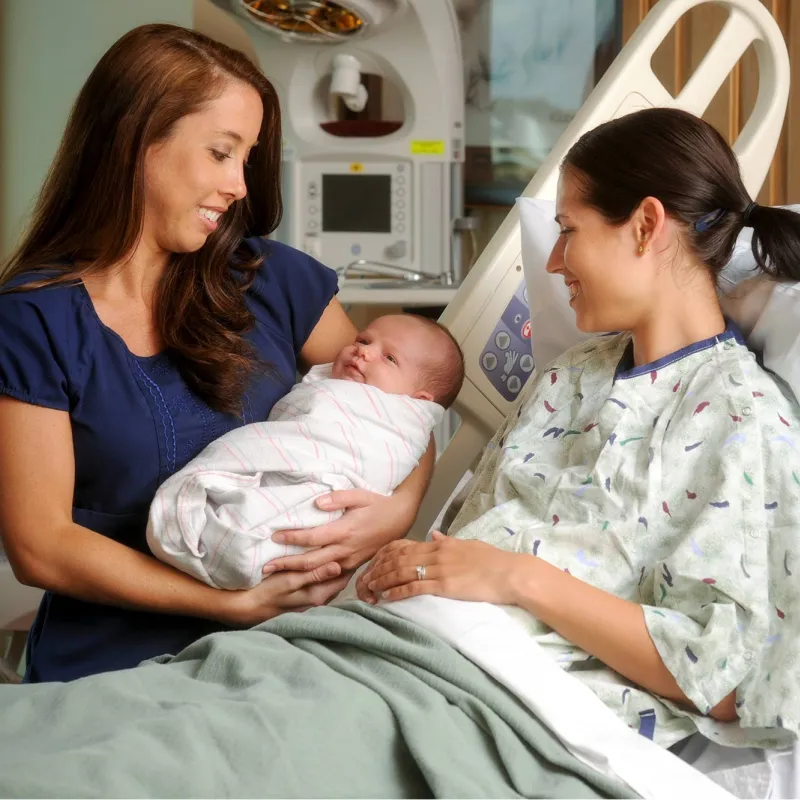 A new mom gets to see her baby.