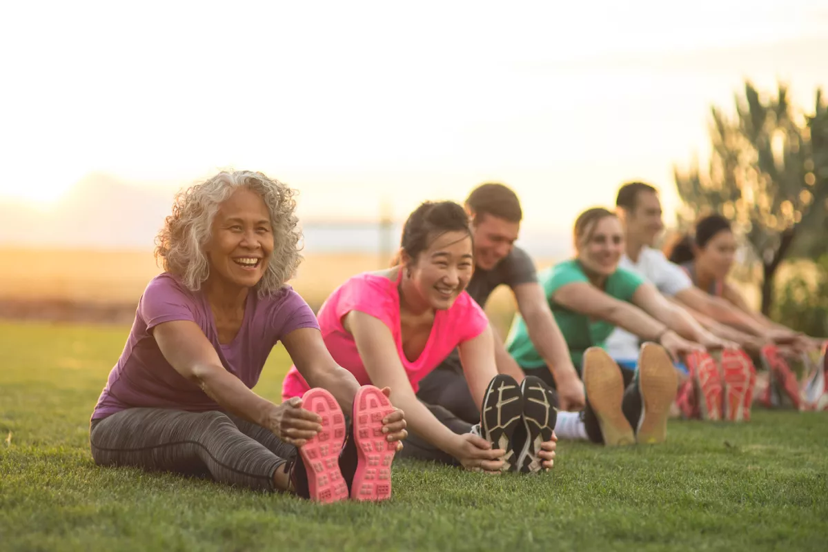 woman stretches before exercising